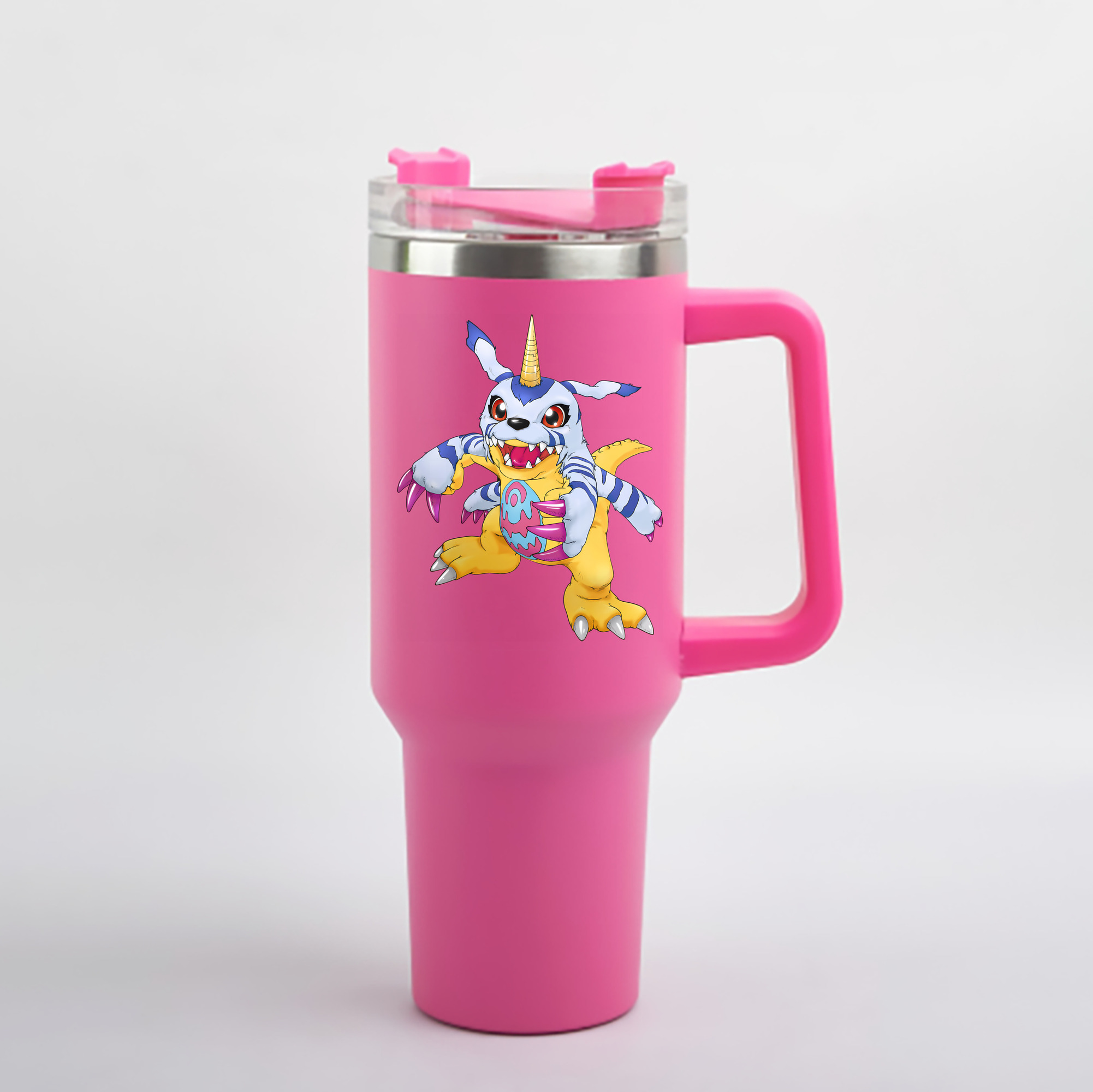 （画像用） Digimon デジタルモンスター/デジモン 1200mL車用タンブラー - クリスタルステッカー（プラスチックストロー付き）